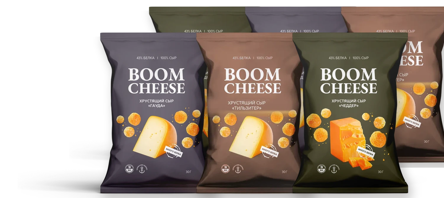 Набор сырных снеков BOOM CHEESE Ассорти, 6 пачек